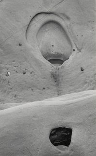 Black and white photograph of sandstone formation