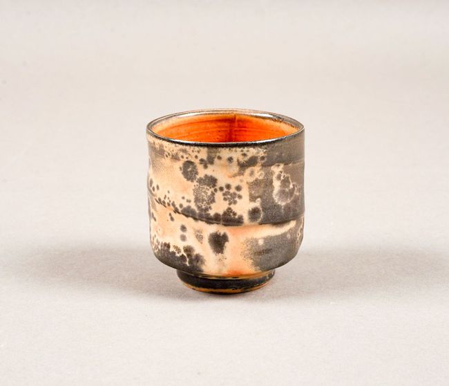 Tea bowl with Shino glaze by Malcolm Davis 