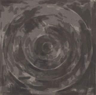 A print of black and gray circles appearing like a ripples in the water