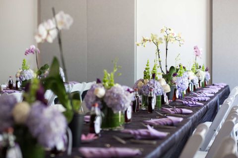 long shot of decorated table