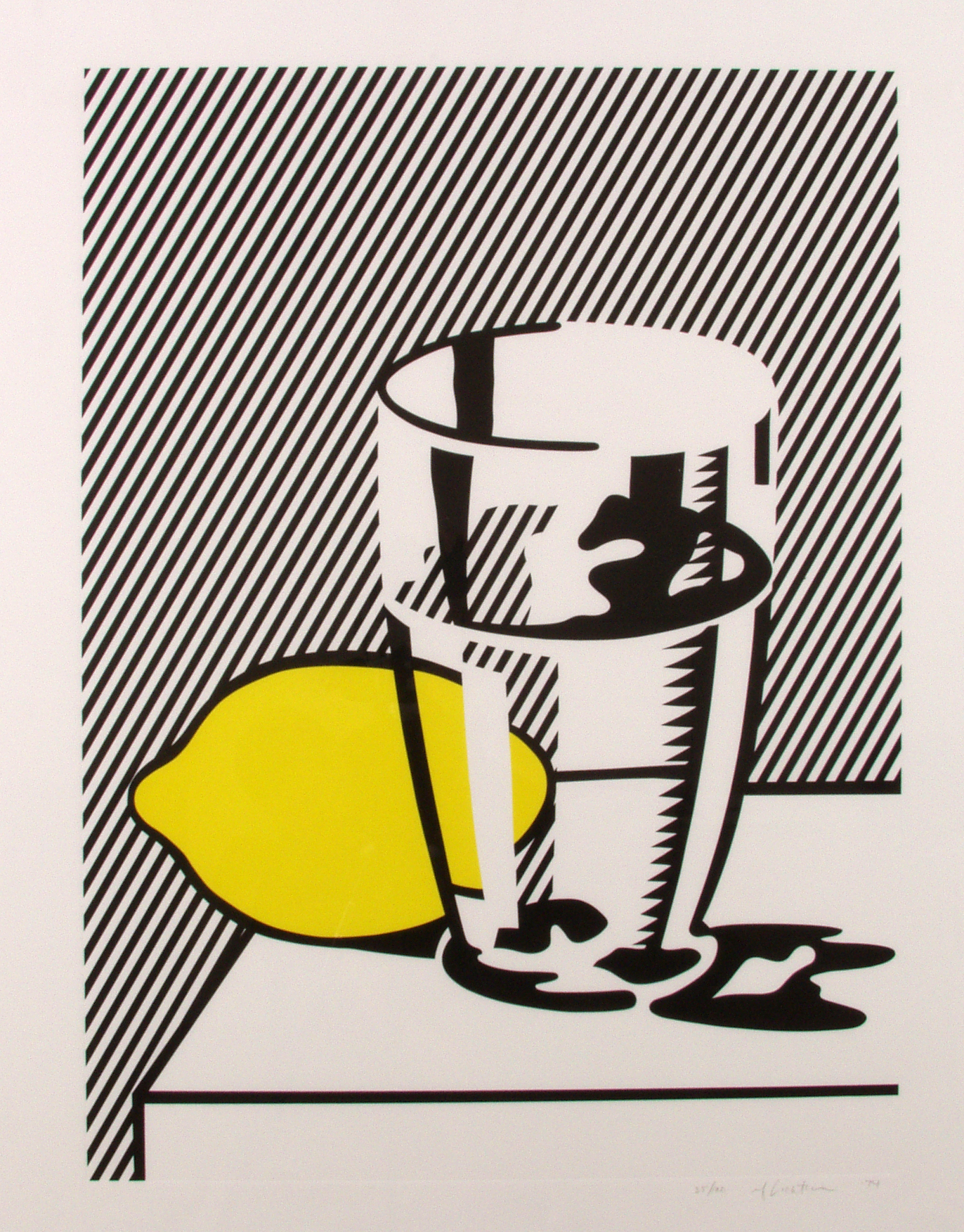 Print by Roy Lichtenstein featuring a lemon and a glass of water