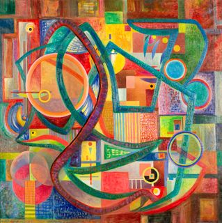 Colorful abstract painting using shapes 