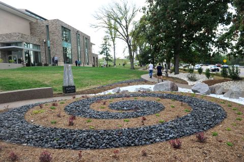 rock spiral in sculpture garden